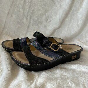 Alegria Colette Comfort COL 667 Sandals Womens Size 38 Black Leather Slides